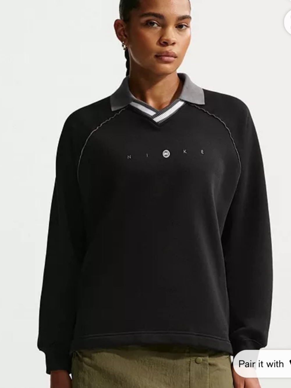 Nike Women’s Sportswear Phoenix Oversized Fleece Polo Sweatshirt XL Black